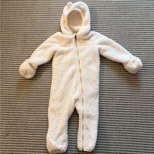 The North Face Cream Plush Hooded One-Piece Footie for Kids